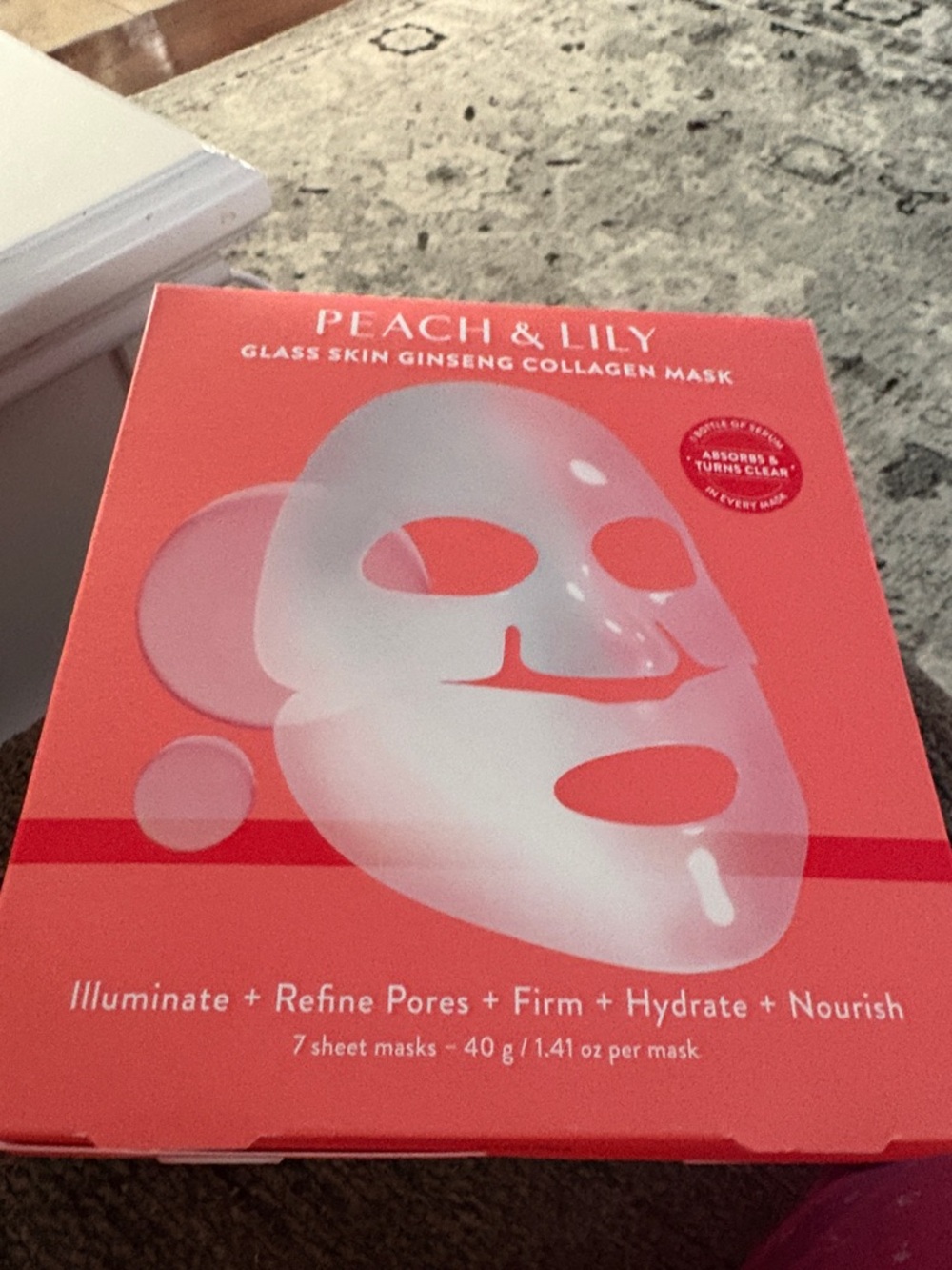 Peach Glass Skin Ginseng Collagen Mask - Pink